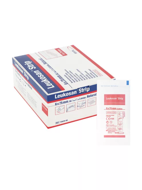 BSN MEDICAL Leukosan Strip Sebzáró Csík 6 x 75 mm (3 csík/lap, 50 lap/doboz)