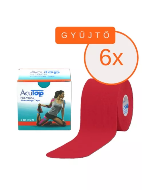 ACUTOP Premium Kineziológiai Tapasz 5 cm x 5 m Piros 6 DB/GYŰJTŐ