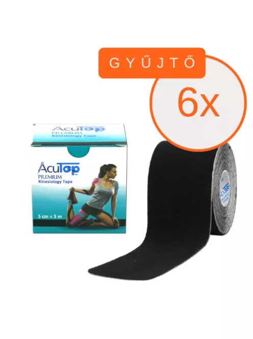 ACUTOP Premium Kineziológiai Tapasz 5 cm x 5 m Fekete 6 DB/GYŰJTŐ
